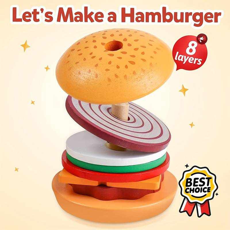Juguete Hamburguesa para apilar de madera - imagen 3