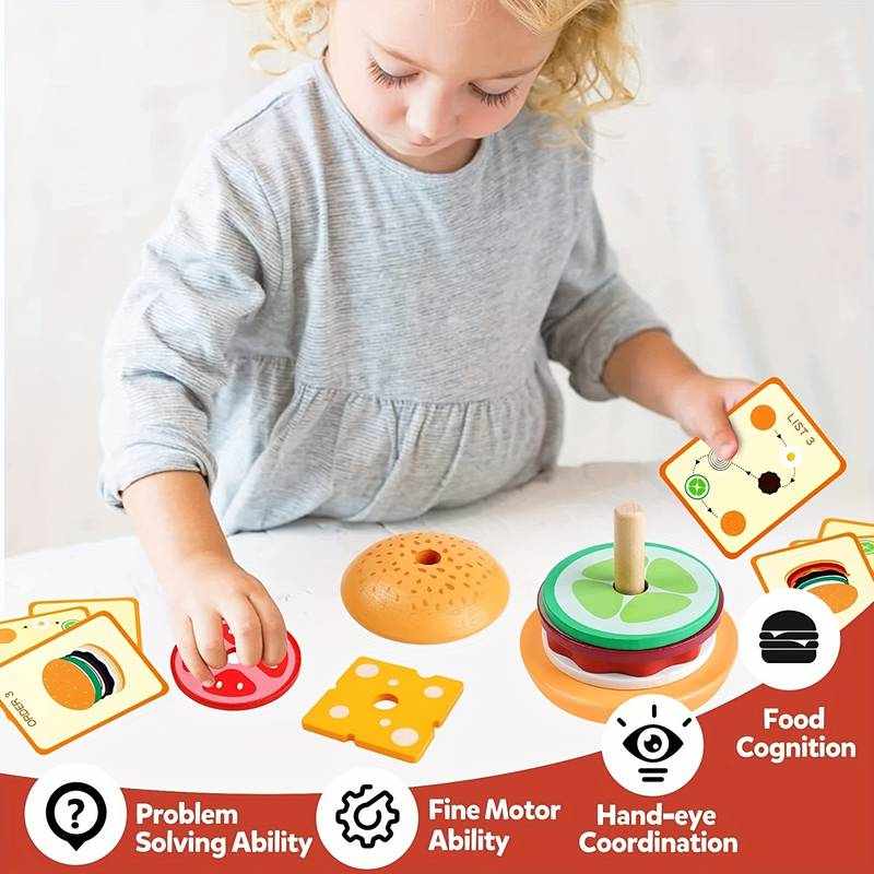 Juguete Hamburguesa para apilar de madera - imagen 4