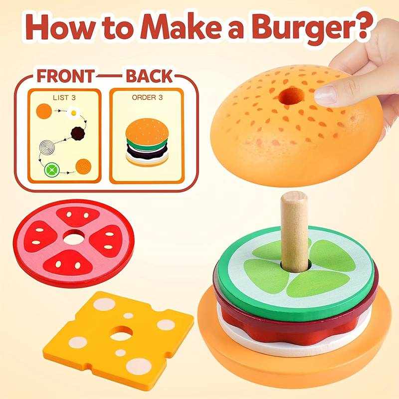 Juguete Hamburguesa para apilar de madera - imagen 5