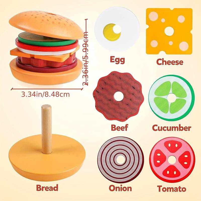 Juguete Hamburguesa para apilar de madera - imagen 6