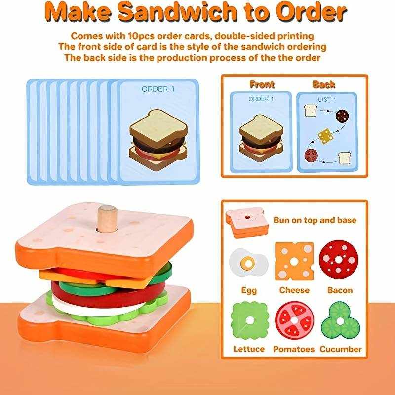 Juguete sandwich para apilar de madera - imagen 3