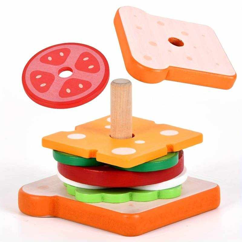 Juguete sandwich para apilar de madera - imagen 5