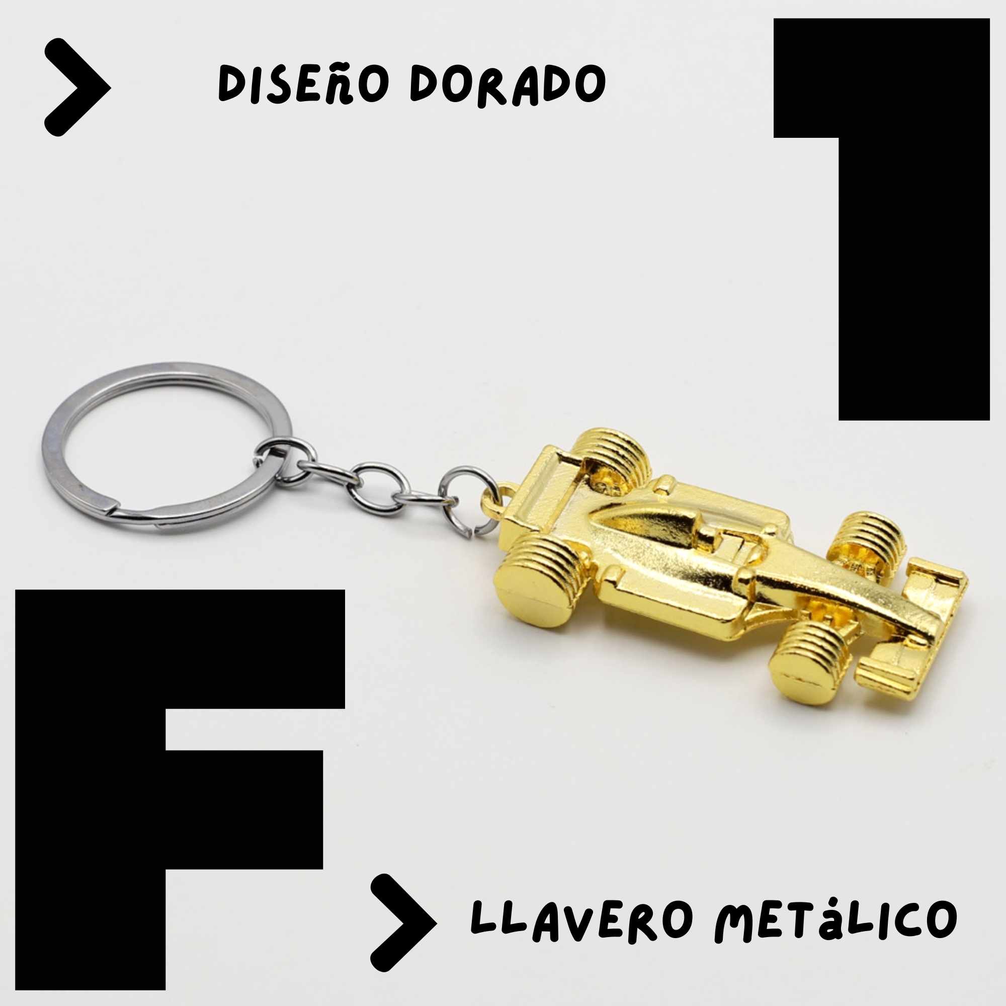 Llavero coche Formula 1 metálico dorado - imagen 5