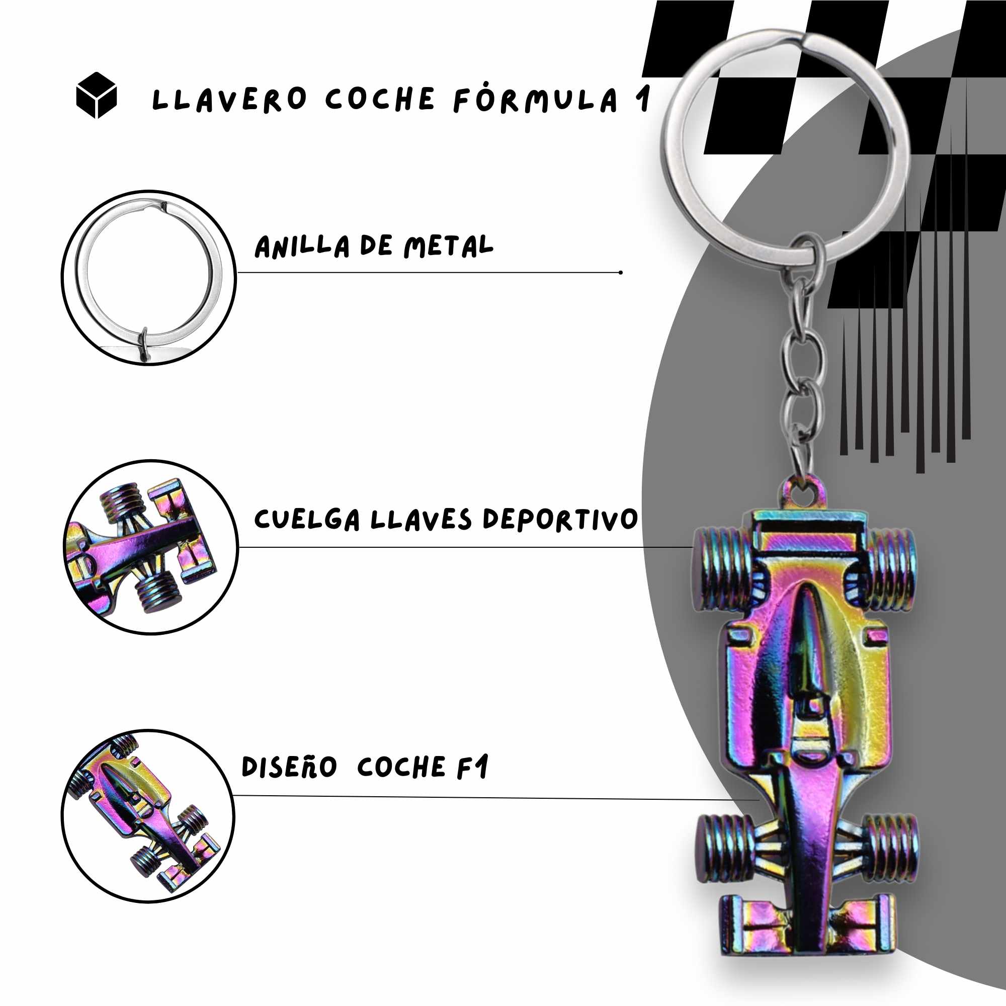 Llavero coche Formula 1 metálico multicolor - imagen 2