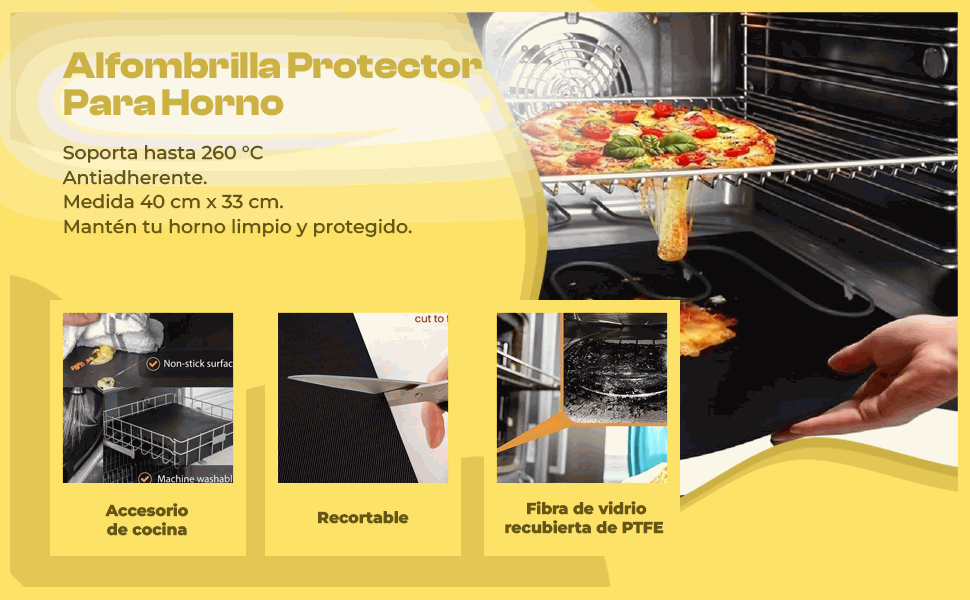 Banner - Alfombrilla protector para horno 40x33 cm negro
