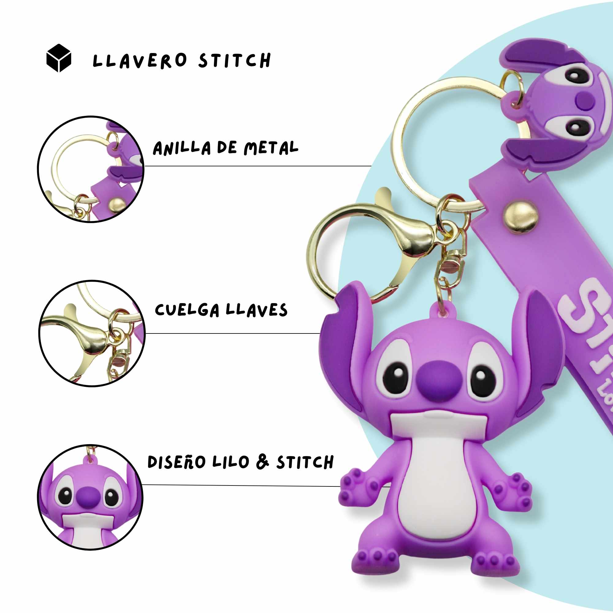 Llavero Lilo & Stitch compatible con disney rosa - imagen 2