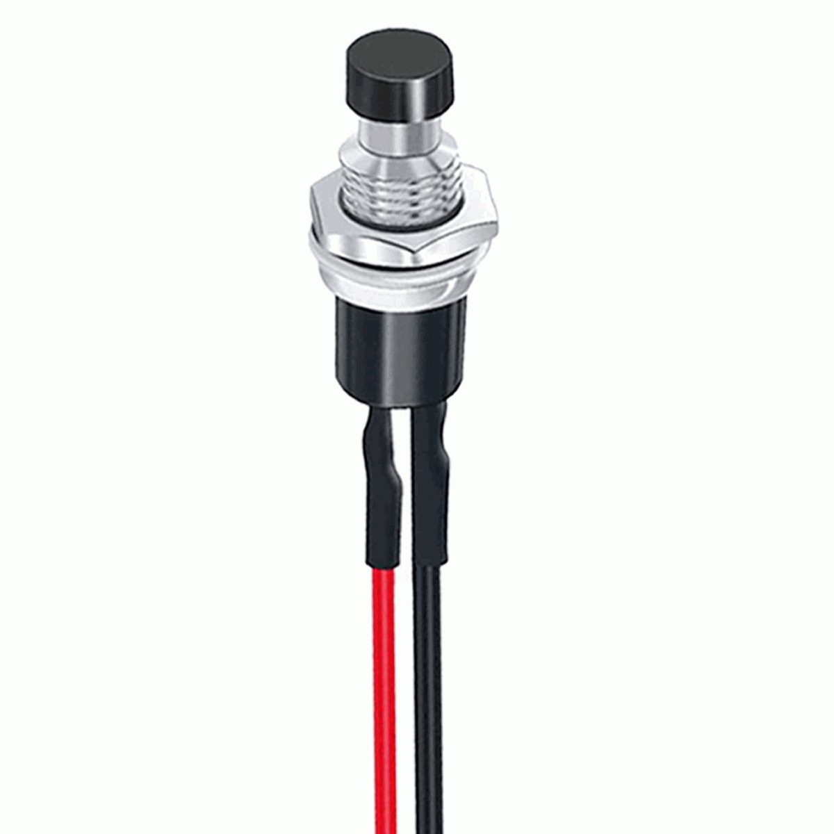Interruptor de botón pulsador SPST 7 mm 1A 250VAC Negro con cable