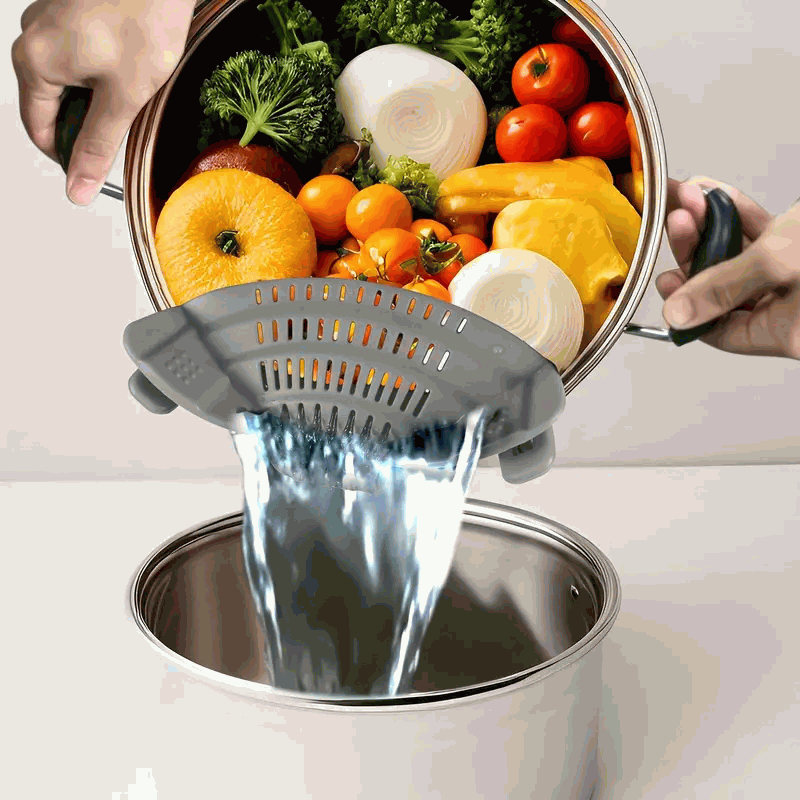 Colador plegable de silicona para olla gris - imagen 2