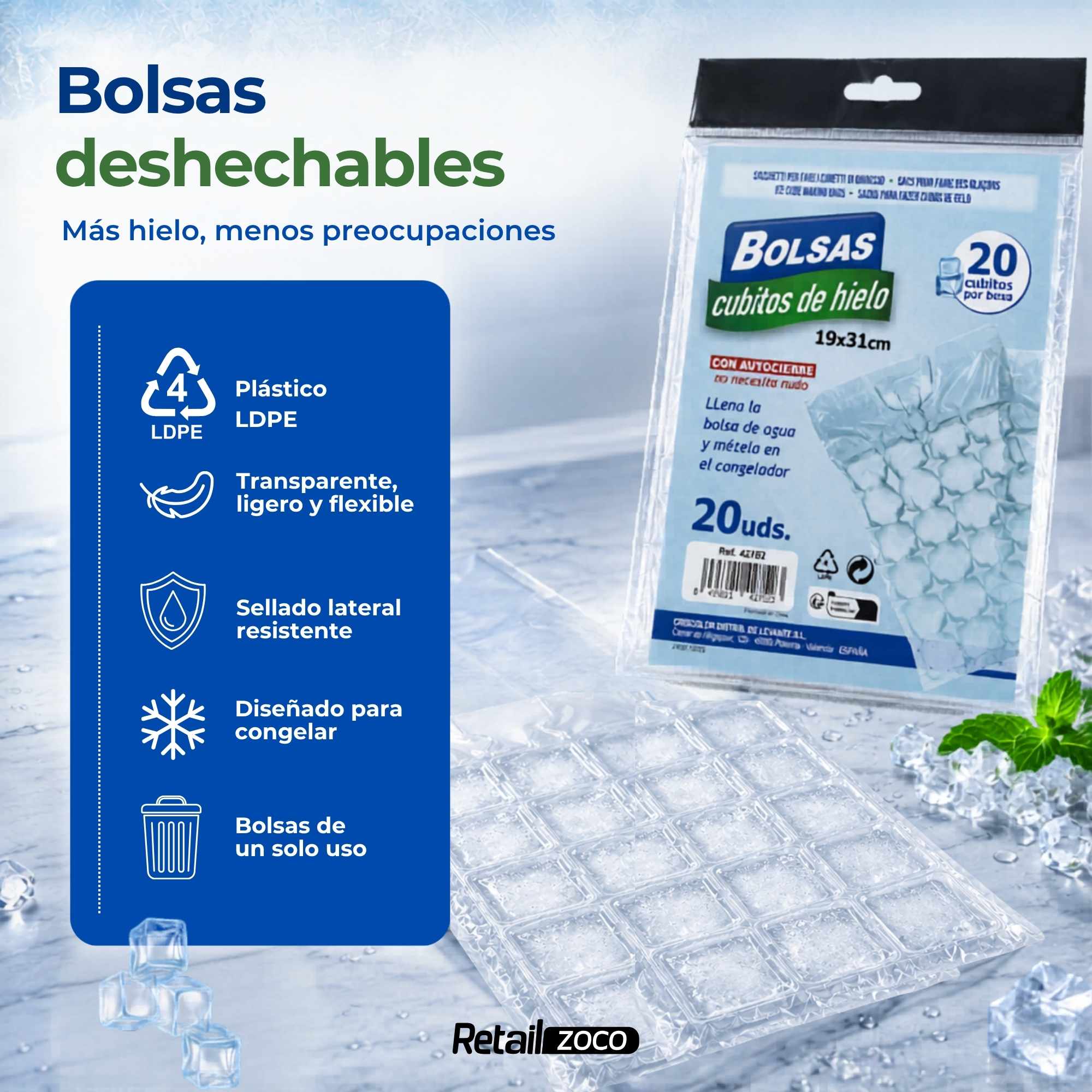 Bolsas cubitos de hielo 12 bolsas x 28 cubitos - imagen 5
