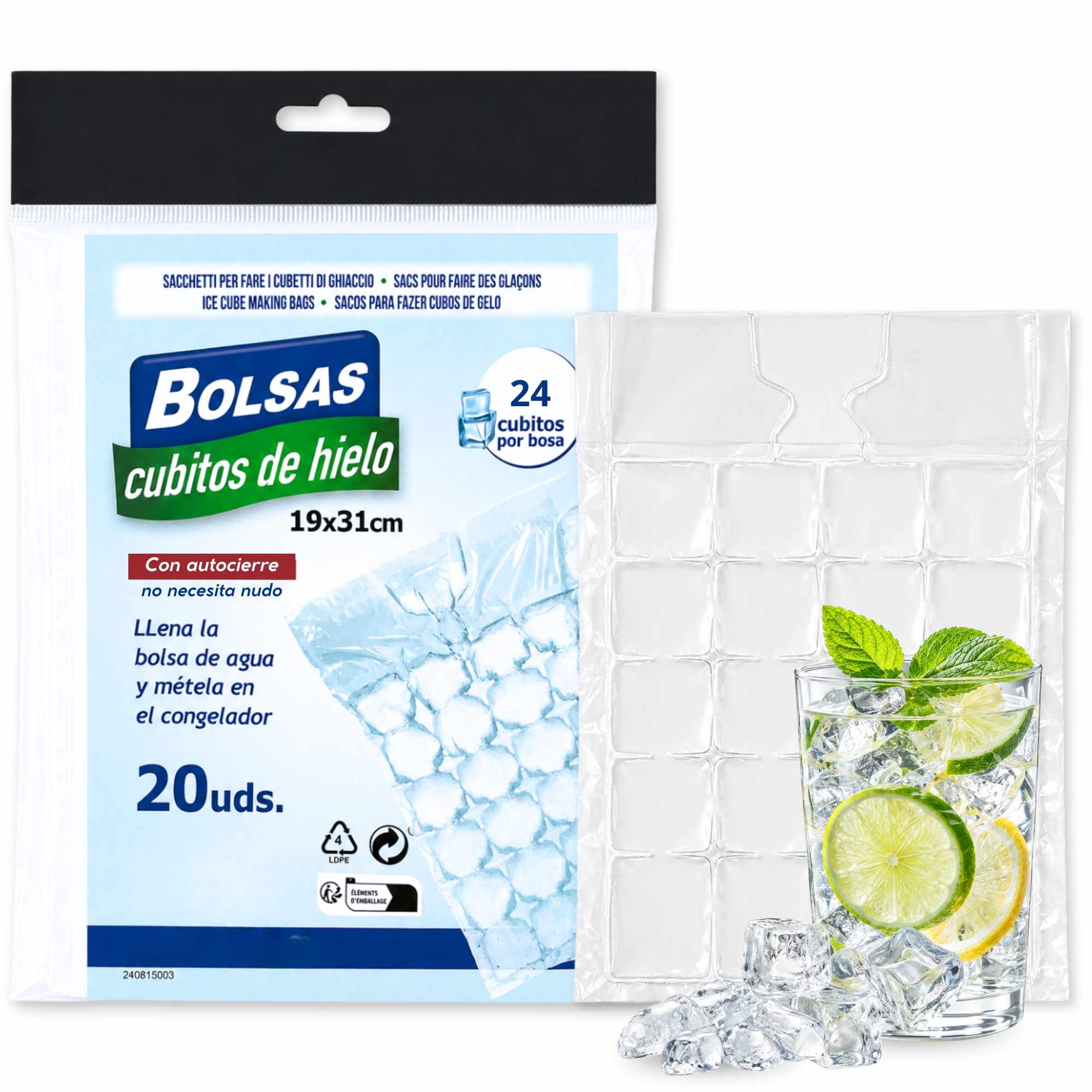 Bolsas cubitos de hielo 12 bolsas x 28 cubitos