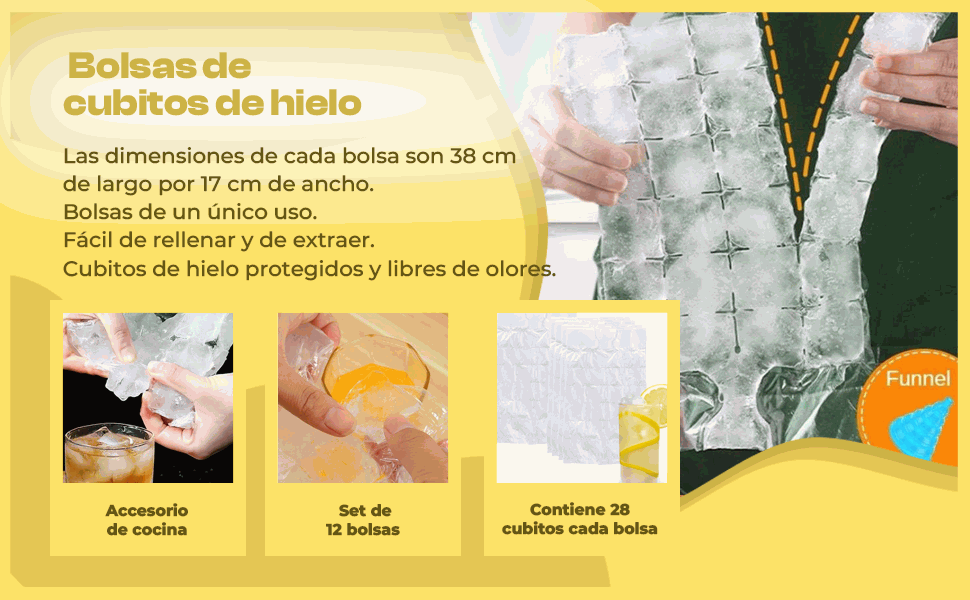 Banner - Bolsas cubitos de hielo 12 bolsas x 28 cubitos