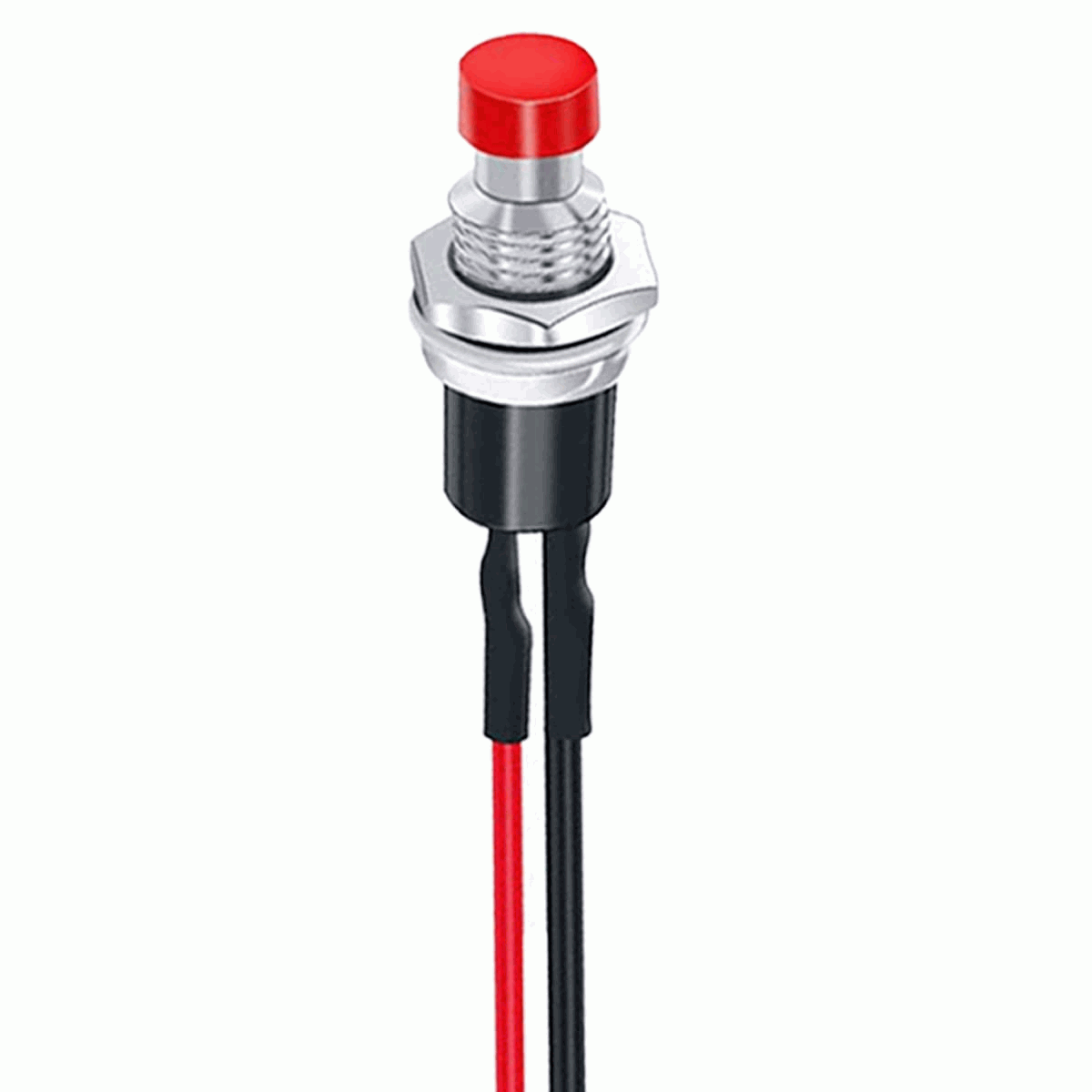Interruptor de botón pulsador SPST 7 mm 1A 250VAC Rojo con cable - imagen 1