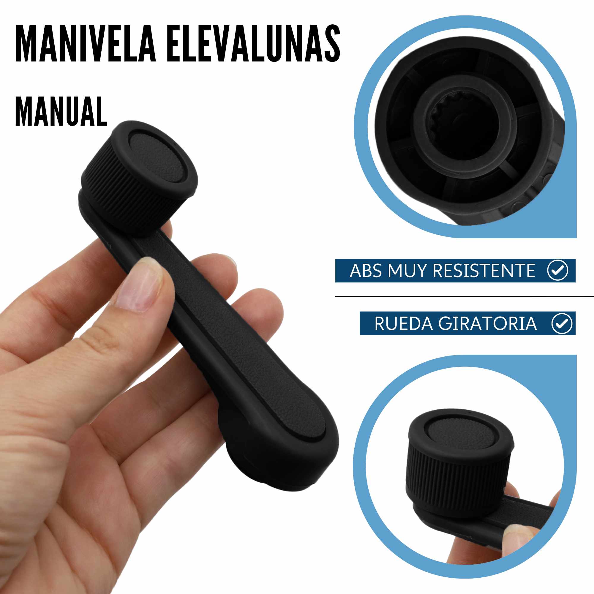Manivela manija ventanilla universal negro - imagen 2