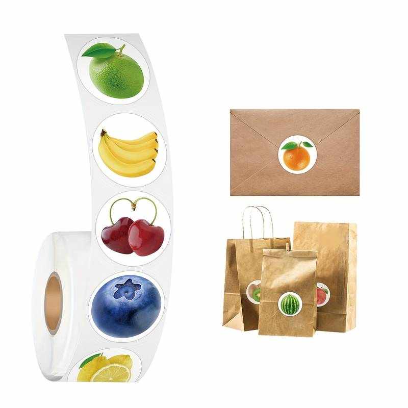 Rollo pegatinas de frutas 2.5 cm 500 unidades tipo 6 - imagen 2