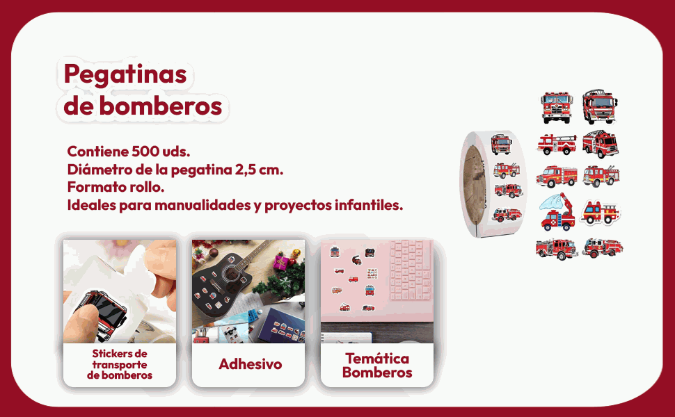 Banner - Rollo pegatinas de bomberos 2.5 cm 500 unidades tipo 7