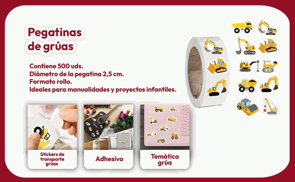 Banner - Rollo pegatinas de grúas 2.5 cm 500 unidades tipo 8
