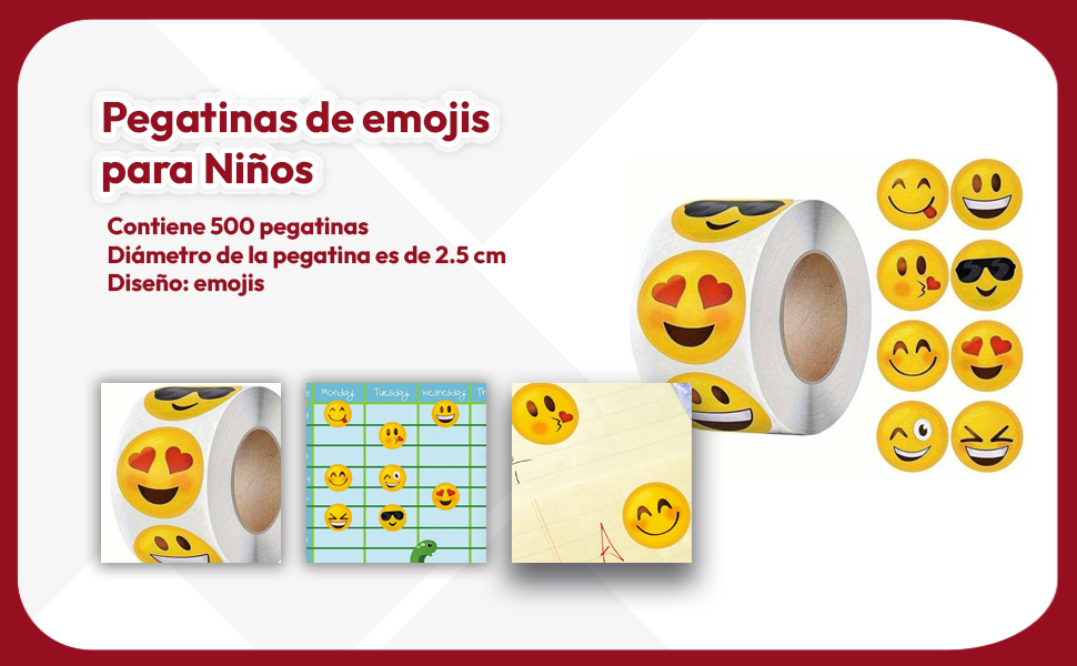 Banner - Rollo pegatinas de emojis 2.5 cm 500 unidades tipo 10