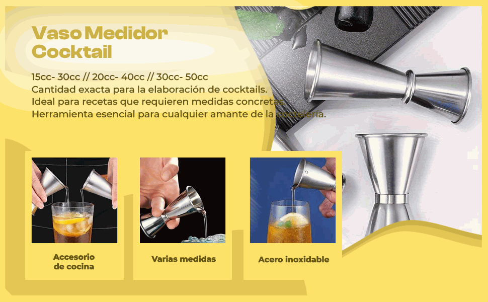 Banner - Vaso Medidor Cocktail 15cc - 30cc acero inoxidable