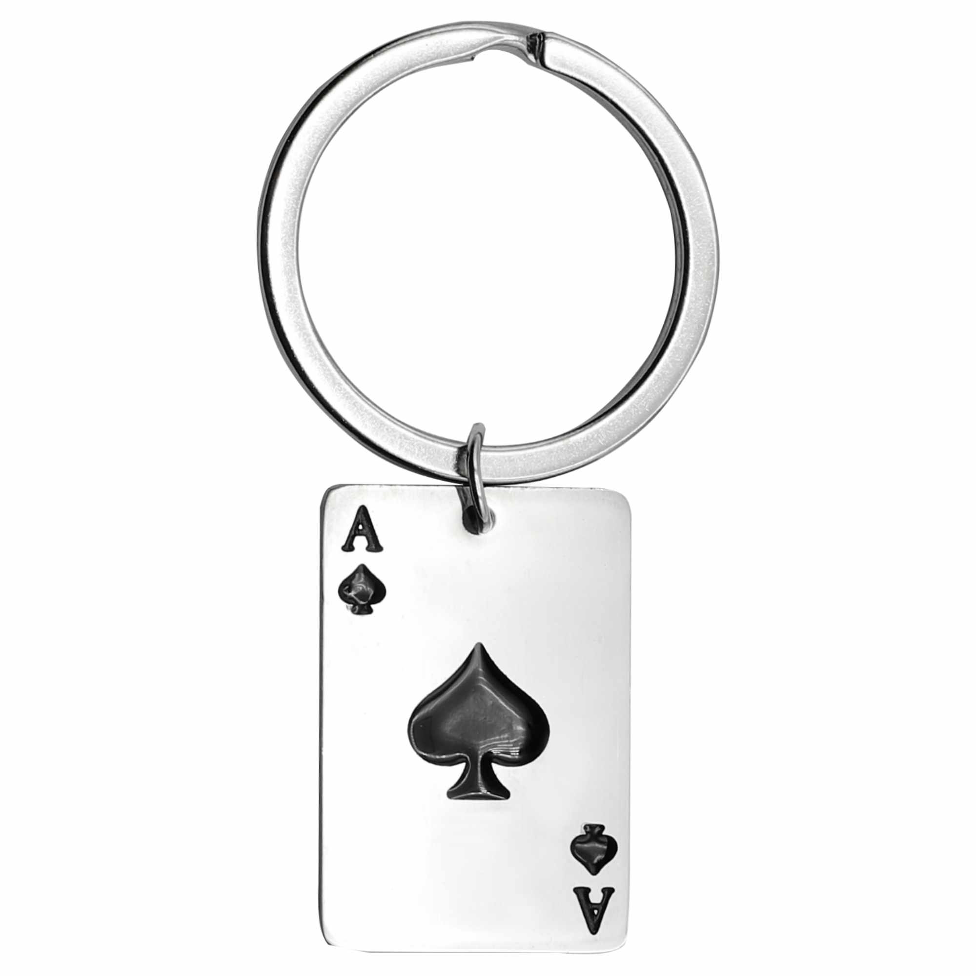 Llavero poker As de picas acero inoxidable - imagen 1