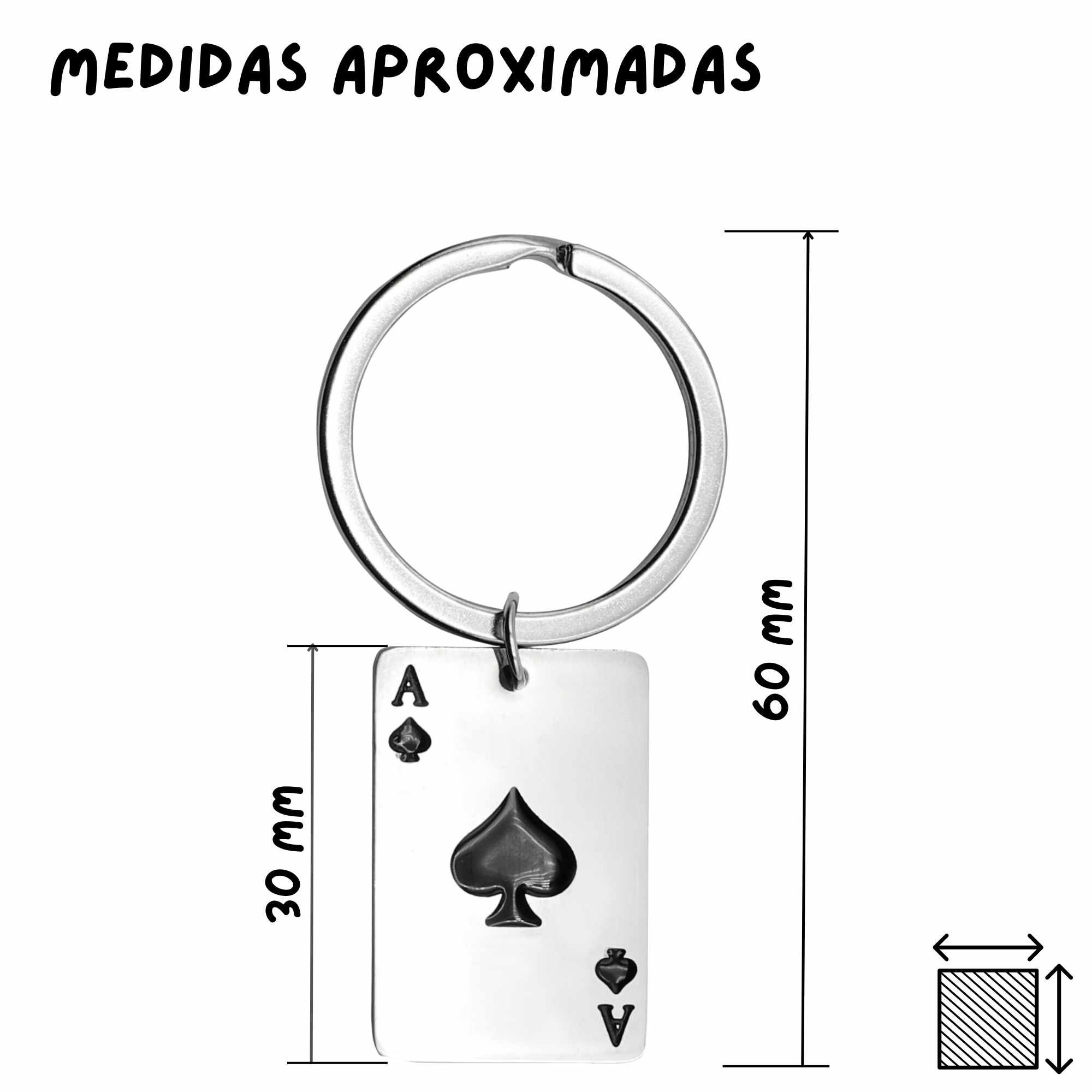Llavero poker As de picas acero inoxidable - imagen 4