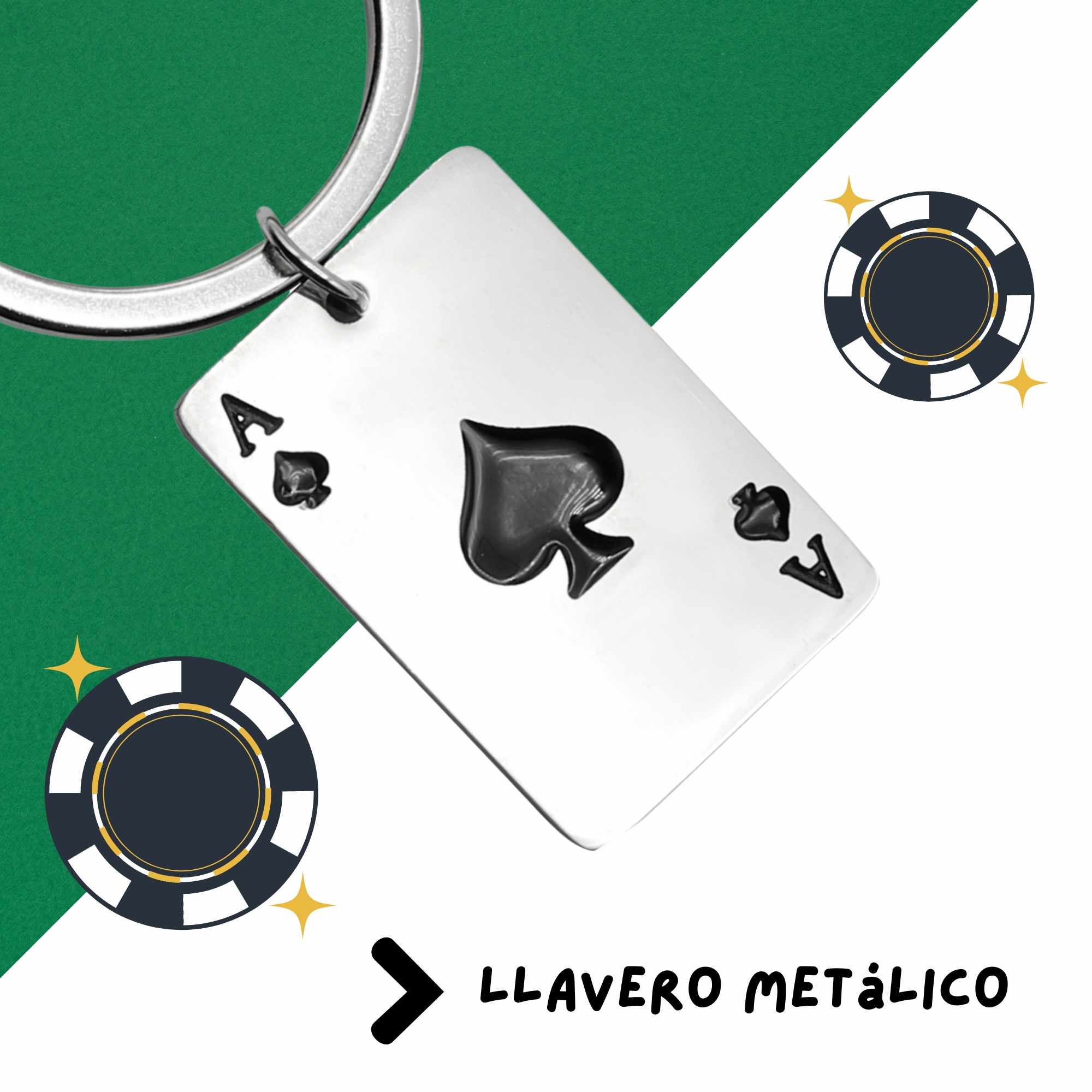 Llavero poker As de picas acero inoxidable - imagen 5