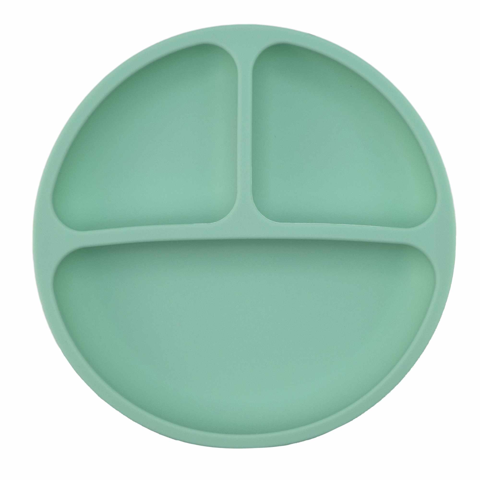 Plato de Silicona para Bebé Con Ventosa Antideslizante verde claro