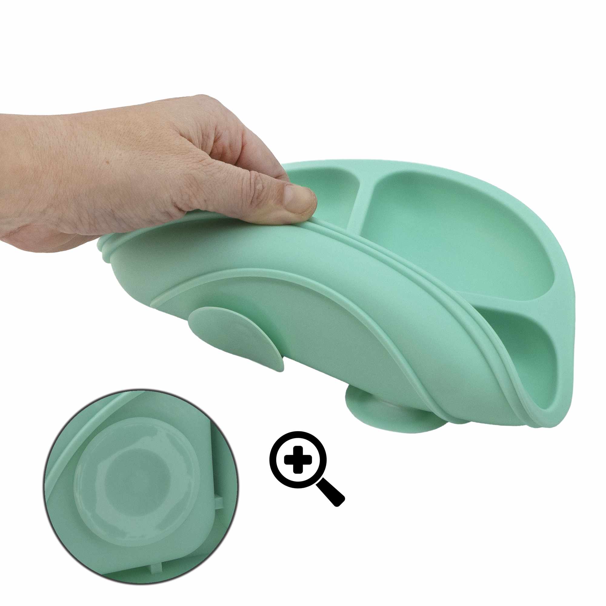 Plato de Silicona para Bebé Con Ventosa Antideslizante verde claro - imagen 4