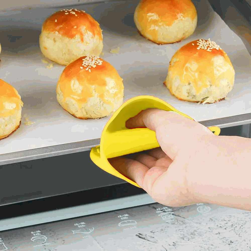 Manoplas guantes silicona para horno amarillo - imagen 2