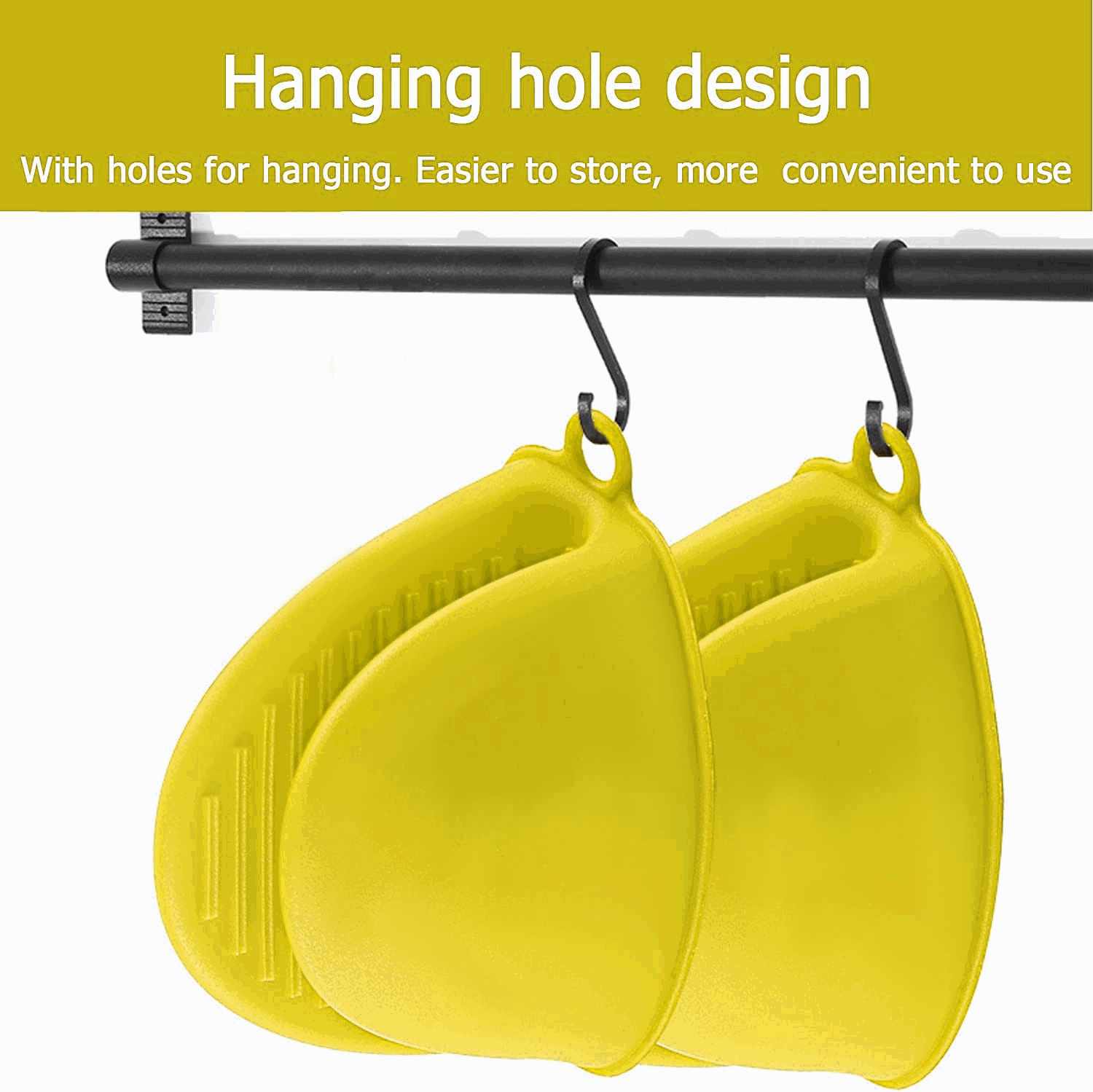 Manoplas guantes silicona para horno amarillo - imagen 4