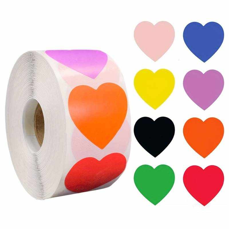 Rollo pegatinas de corazones 2.5 cm 500 unidades