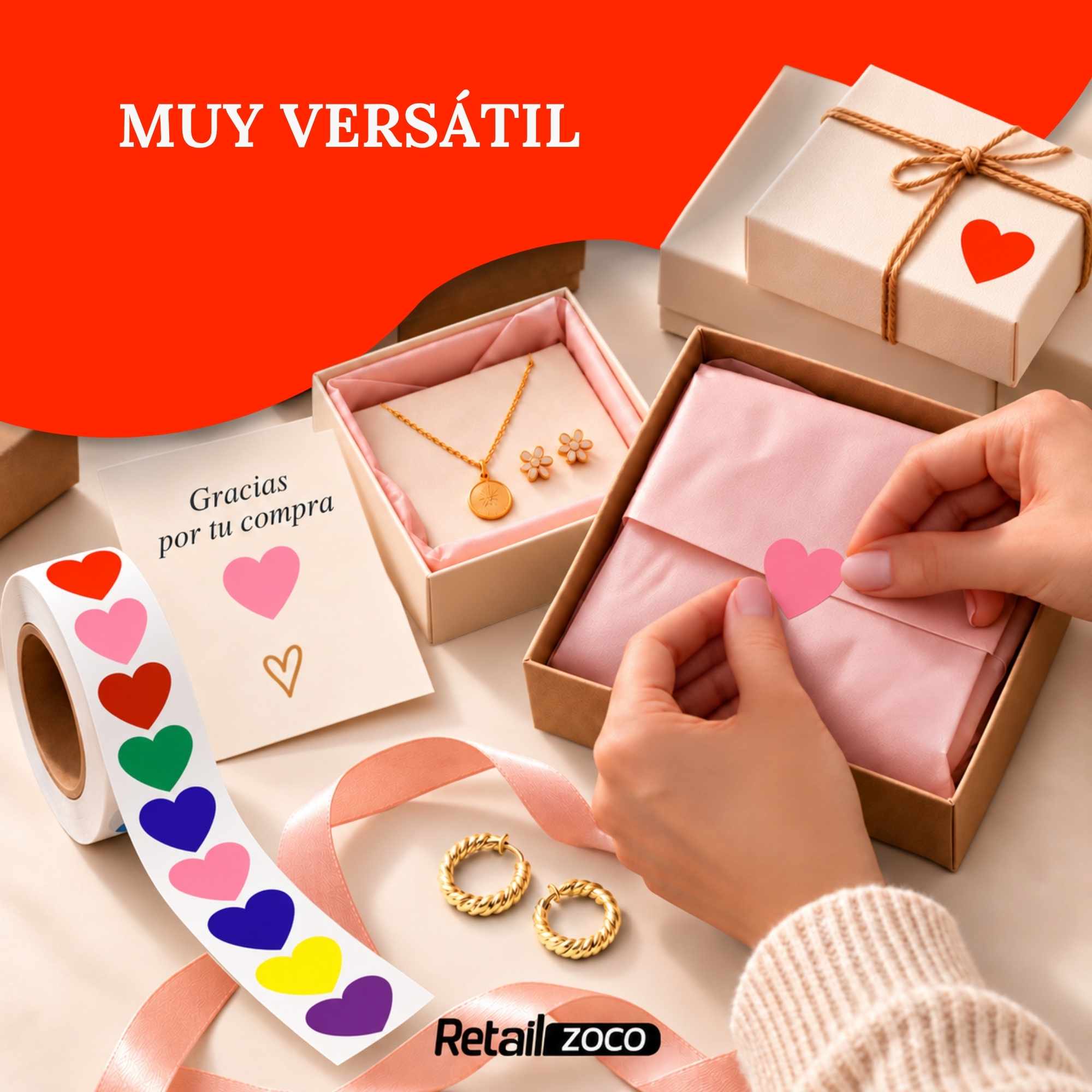 Rollo pegatinas de corazones 2.5 cm 500 unidades - imagen 5