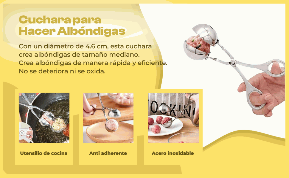 Banner - Cuchara para Hacer Albóndigas acero inoxidable 4.6 cm diámetro