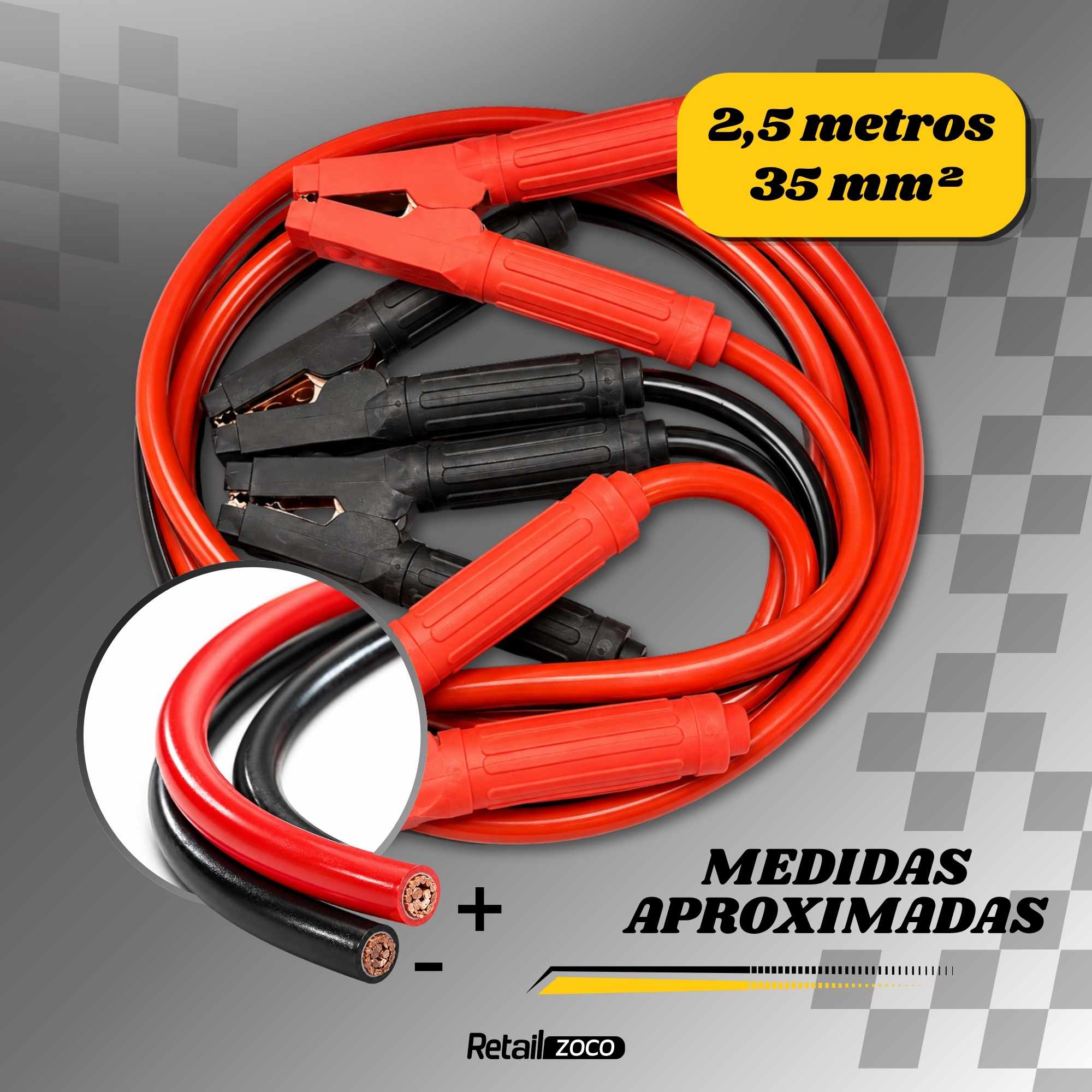 Pinzas de bateria de Coche y Motos 2.5 M rojo-negro 2000 A - imagen 3