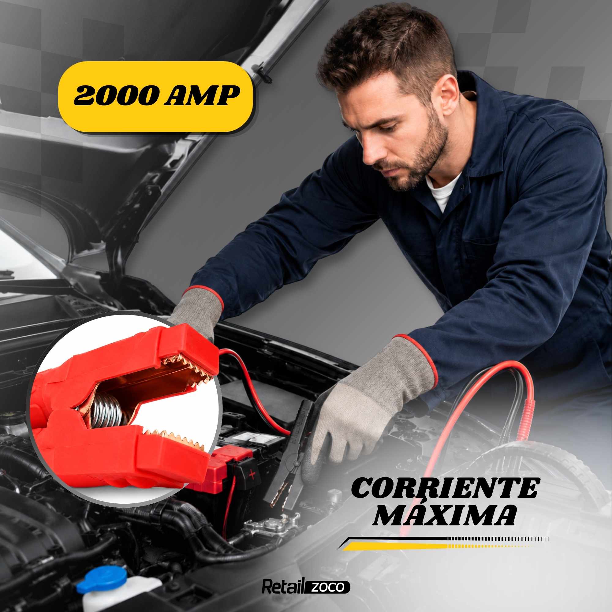 Pinzas de bateria de Coche y Motos 2.5 M rojo-negro 2000 A - imagen 4