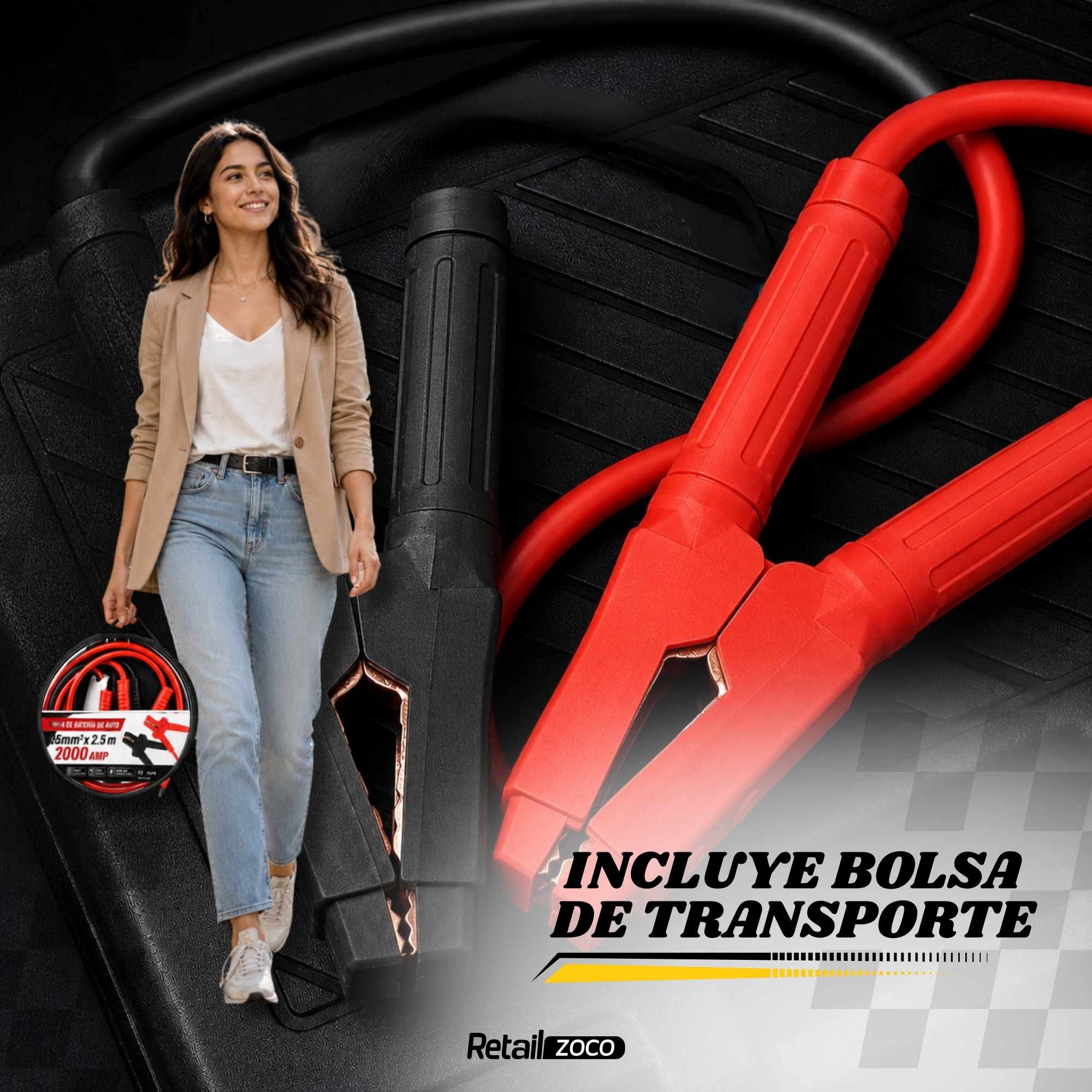 Pinzas de bateria de Coche y Motos 2.5 M rojo-negro 2000 A - imagen 6