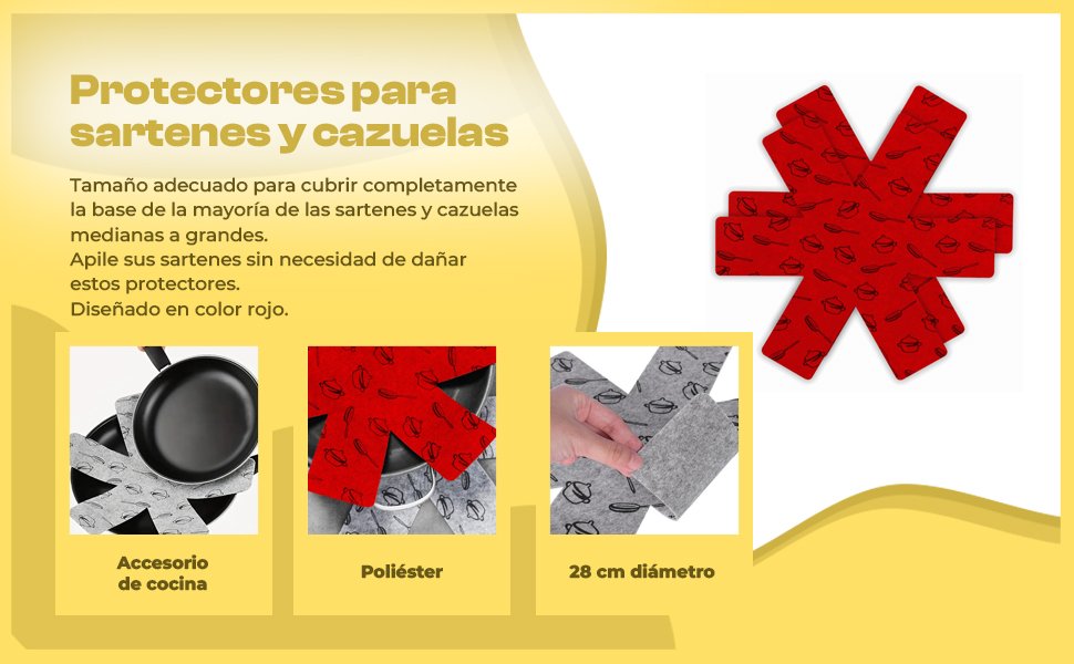Banner - Protectores para sartenes y cazuelas de fieltro 2 uds de 28 cm