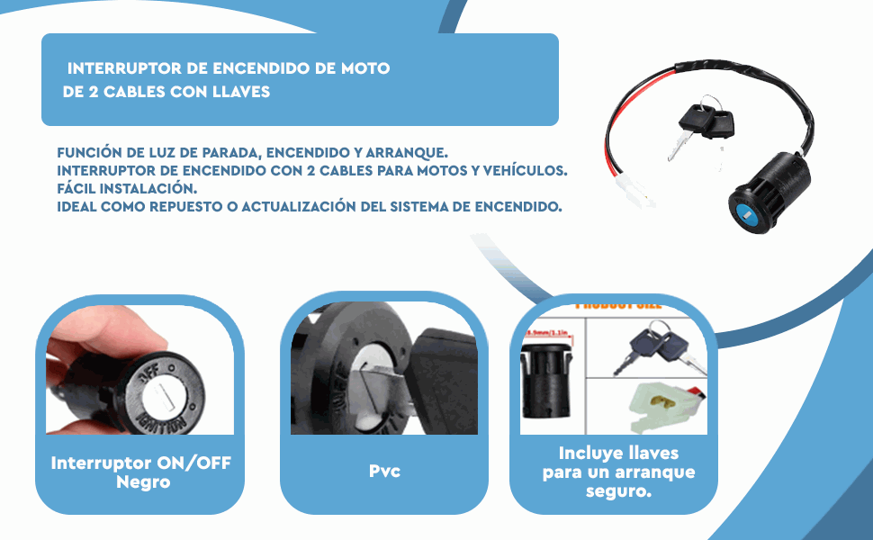 Banner - Interruptor de encendido de moto de 2 cables con llaves