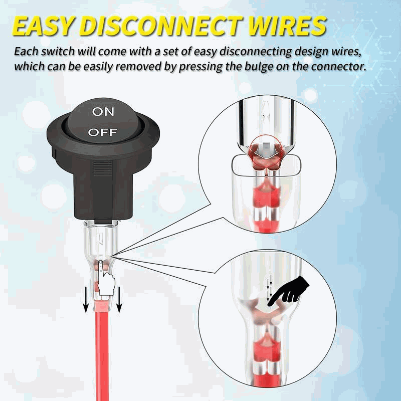 Interruptor redondo basculante con cable ON/OFF 6A/250V 10A/125V AC - imagen 4