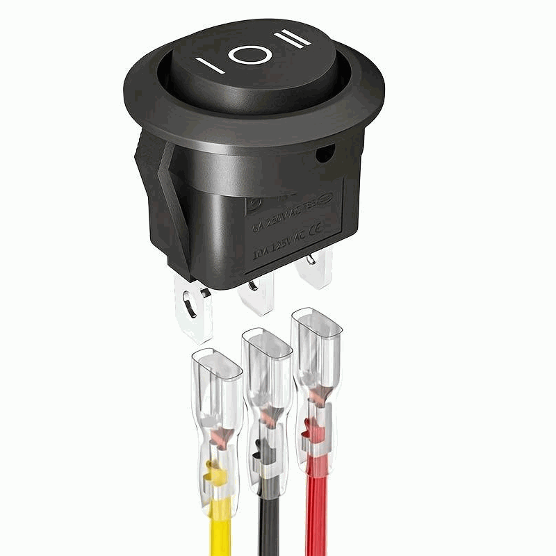 Interruptor redondo basculante con cable SPDT ON/OFF/ON 6A/250V 10A/125V AC - imagen 1