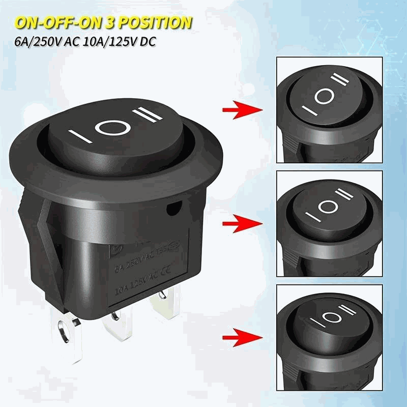 Interruptor redondo basculante con cable SPDT ON/OFF/ON 6A/250V 10A/125V AC - imagen 3