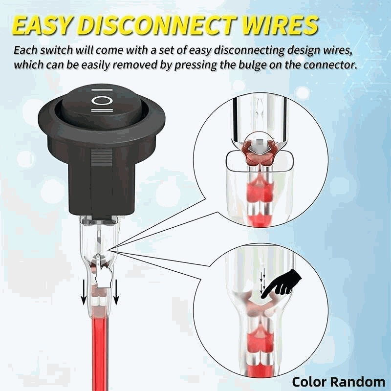 Interruptor redondo basculante con cable SPDT ON/OFF/ON 6A/250V 10A/125V AC - imagen 4