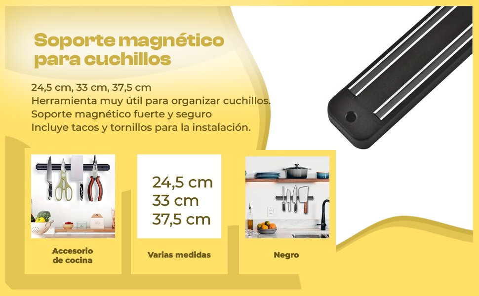Banner - Soporte magnético para cuchillos 33 cm negro