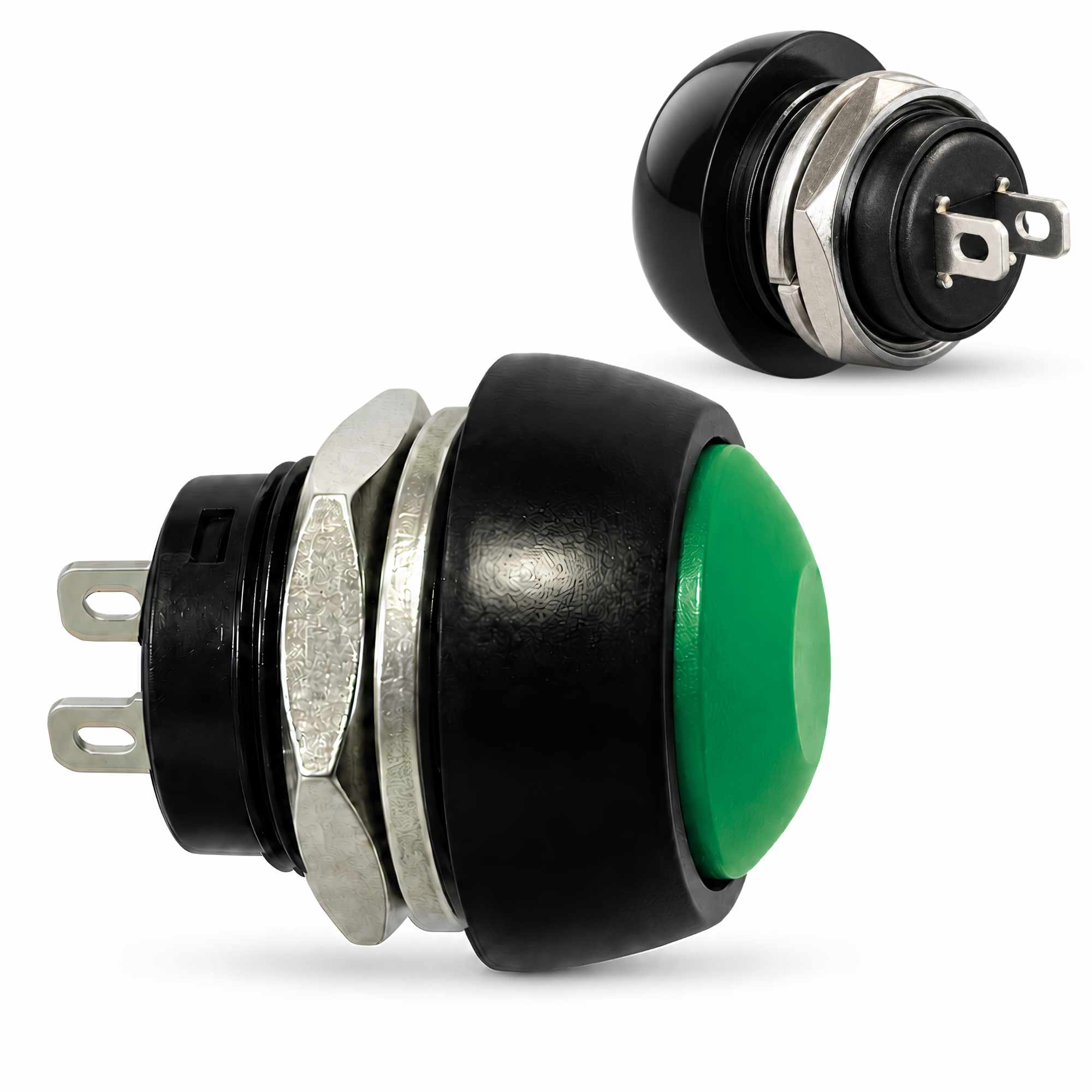 Interruptor Momentáneo 12 mm ON-OFF 125 V 3 A Verde