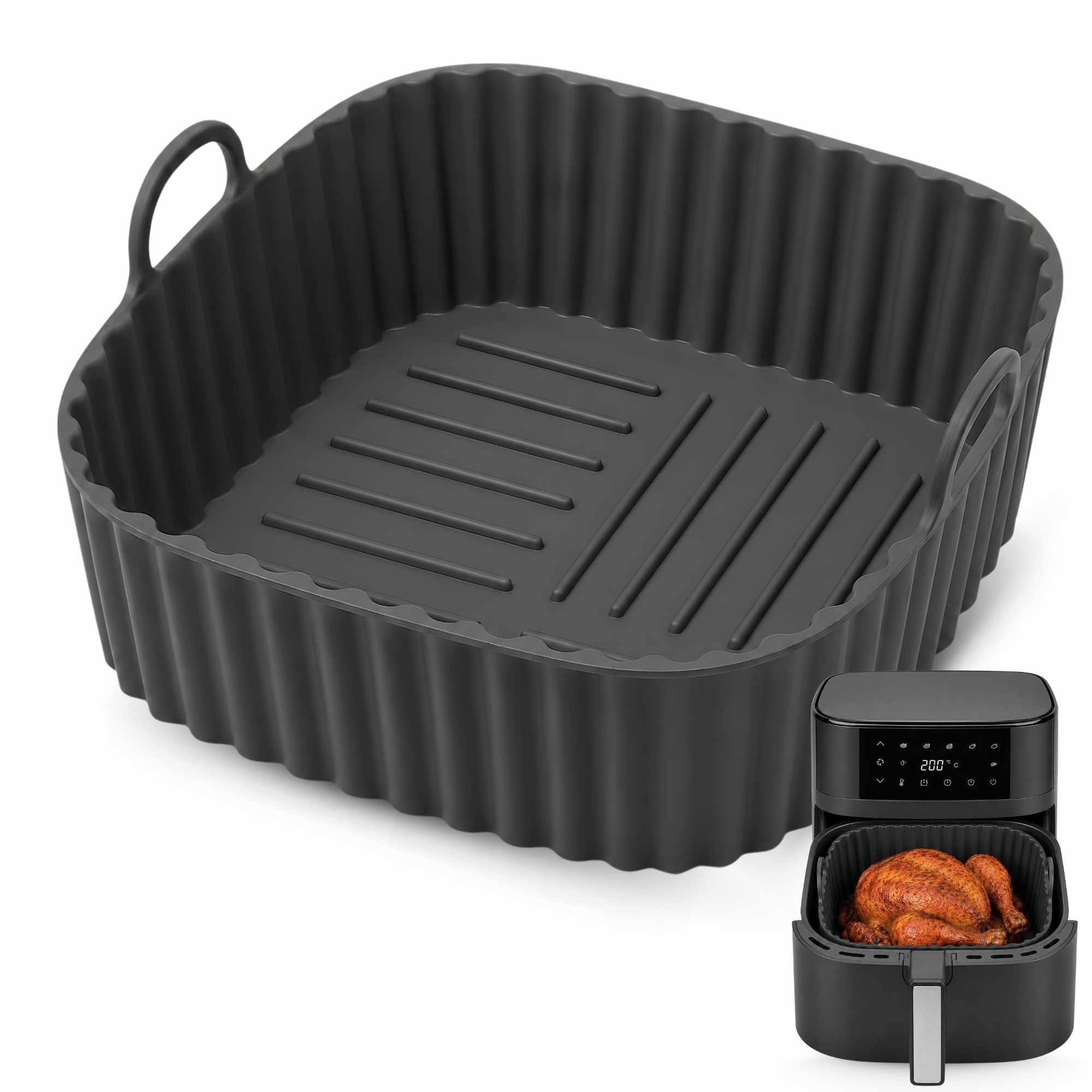 Molde Silicona cuadrado para Freidora de Aire 20 cm negro - imagen 1