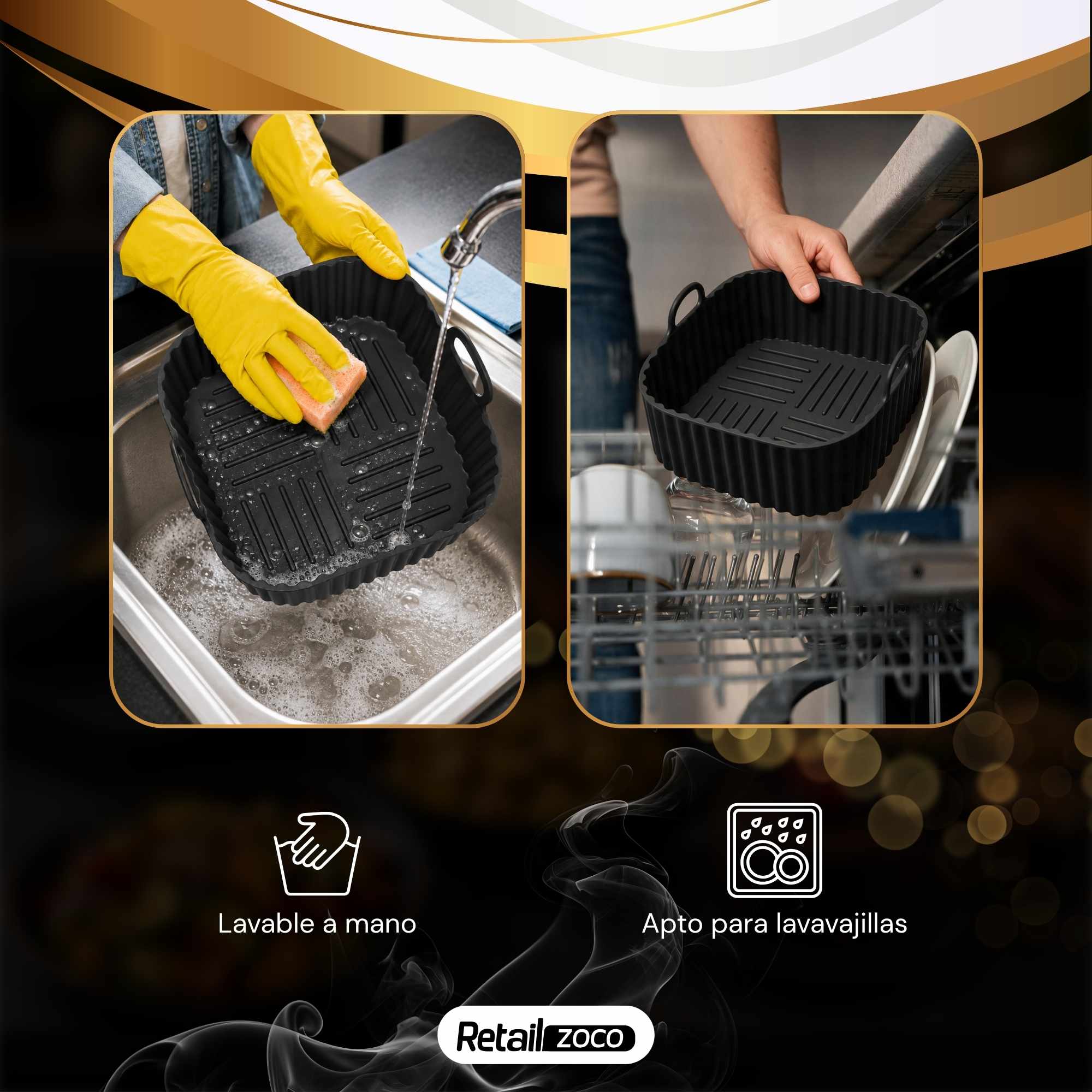 Molde Silicona cuadrado para Freidora de Aire 20 cm negro - imagen 5