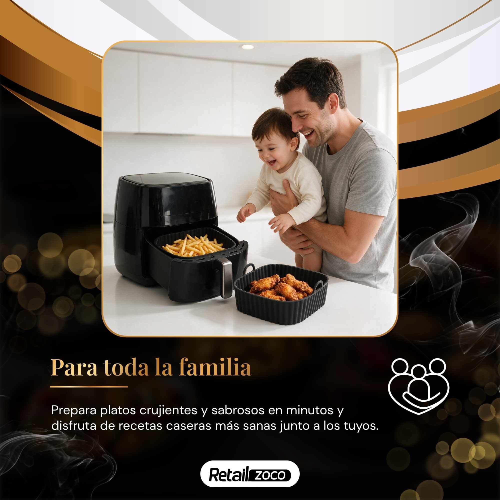 Molde Silicona cuadrado para Freidora de Aire 20 cm negro - imagen 6