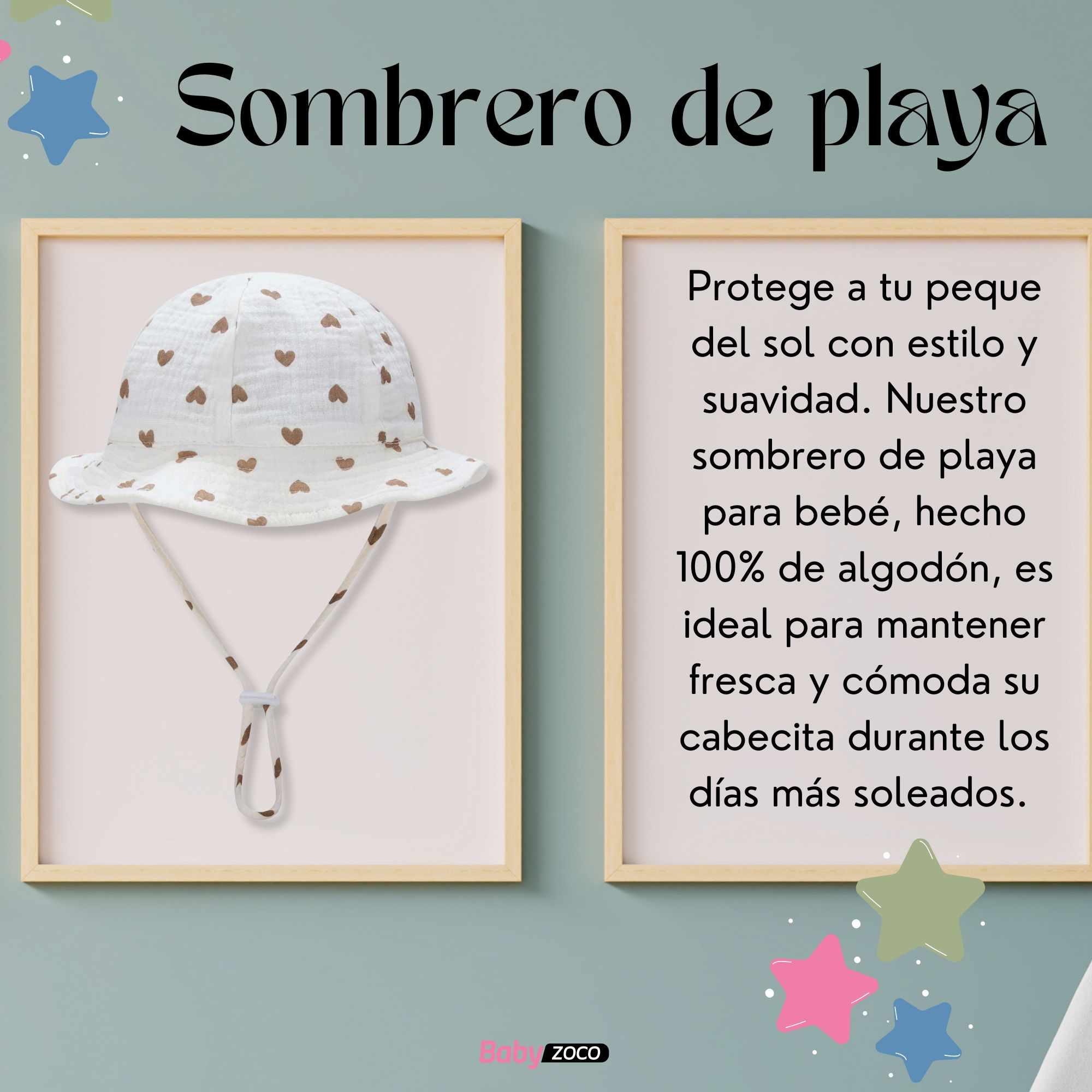 Sombrero de playa para bebe diseño corazones - imagen 2