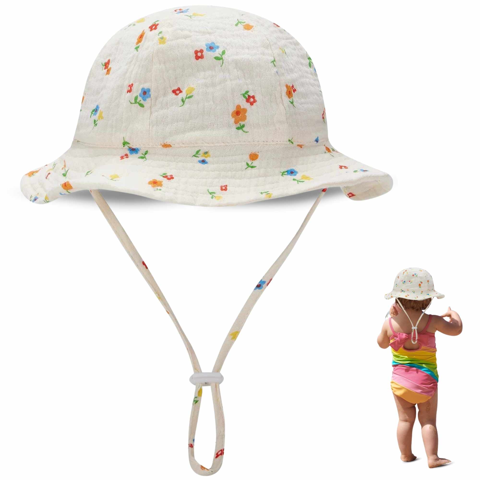 Sombrero de playa para bebe diseño flores - imagen 1