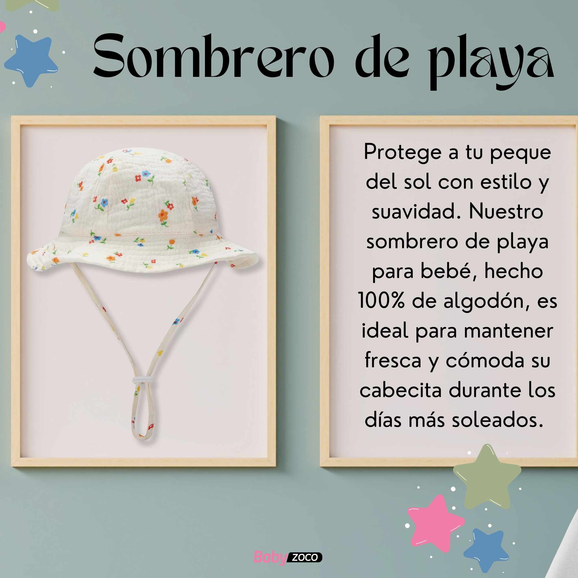Sombrero de playa para bebe diseño flores - imagen 2