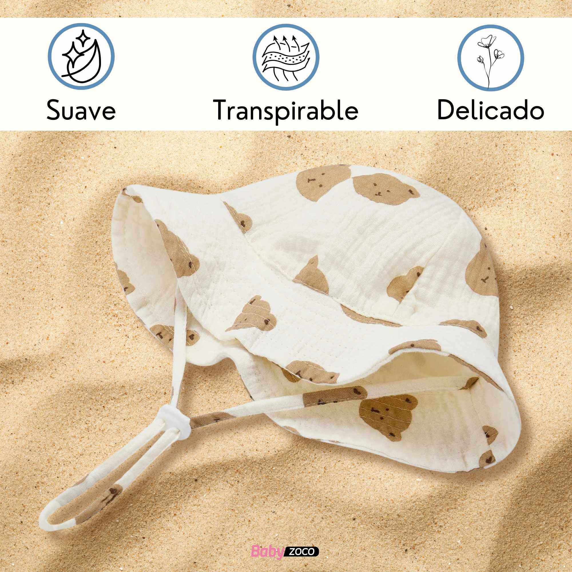 Sombrero de playa para bebe diseño oso - imagen 5